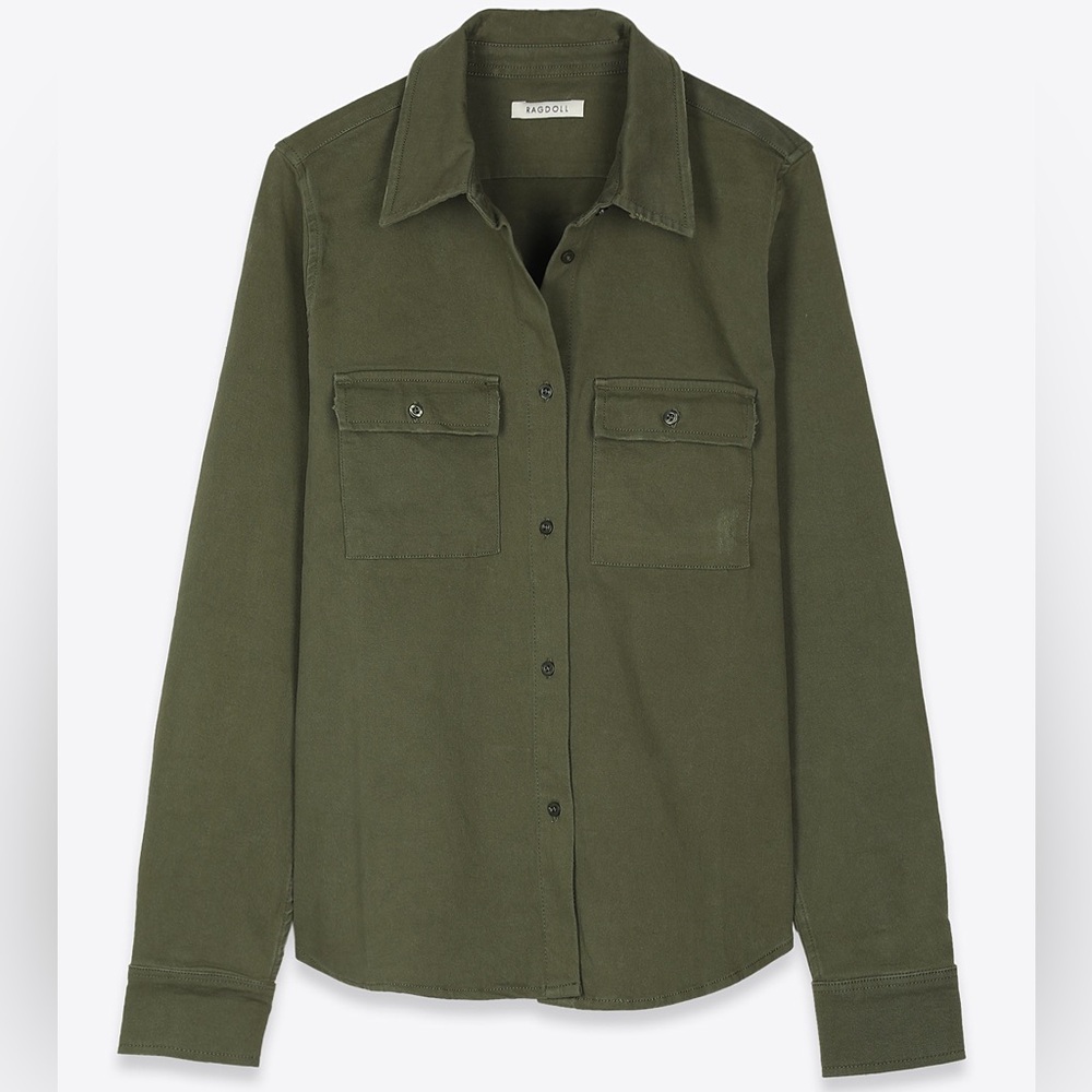 Ragdoll Olive Green Lightweight Shirt Jacket